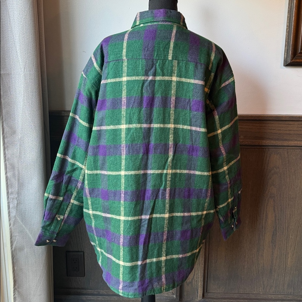 Windridge Plaid Green and Purple lined Shirt Jacket XL. NWT - Picture 4 of 7